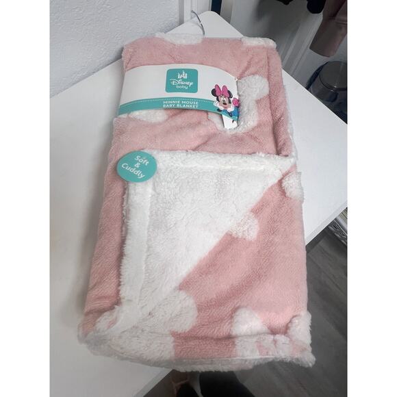 Disney Baby Girl Blanket Minnie Mouse  Pink Polka Dot Sherpa Plush Fleece NEW - Picture 5 of 5